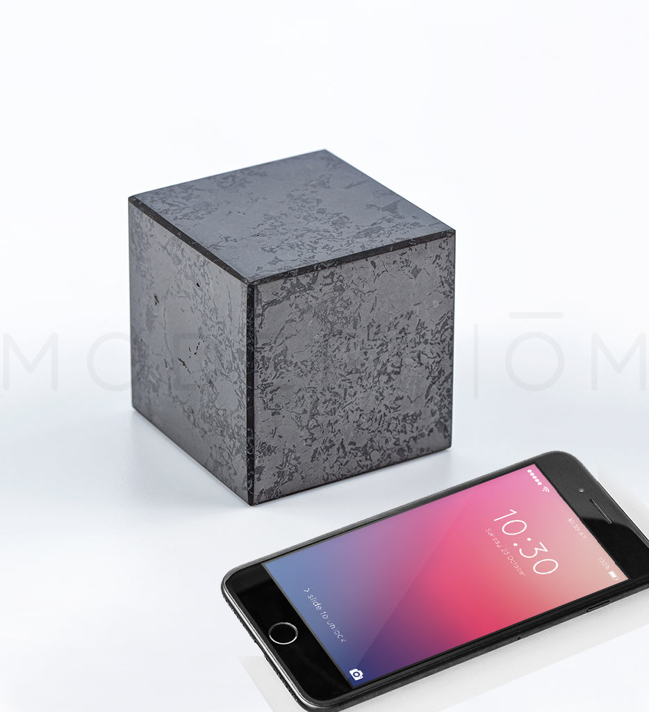 Shungite Cube 10cm | 5.2lb EMF Protection | 49ft Radius | Root Chakra
