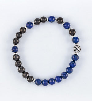 bracelet, lapis lazuli beads, shungite beads, silver