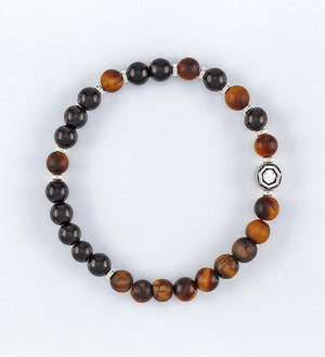 bracelet, tiger eye beads, shungite beads, silver
