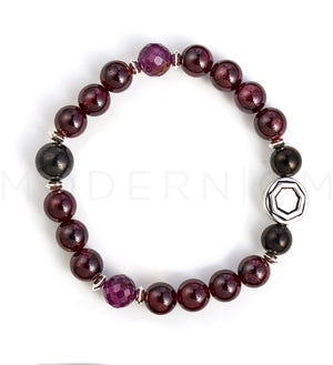 Garnet bead bracelet with silver accents