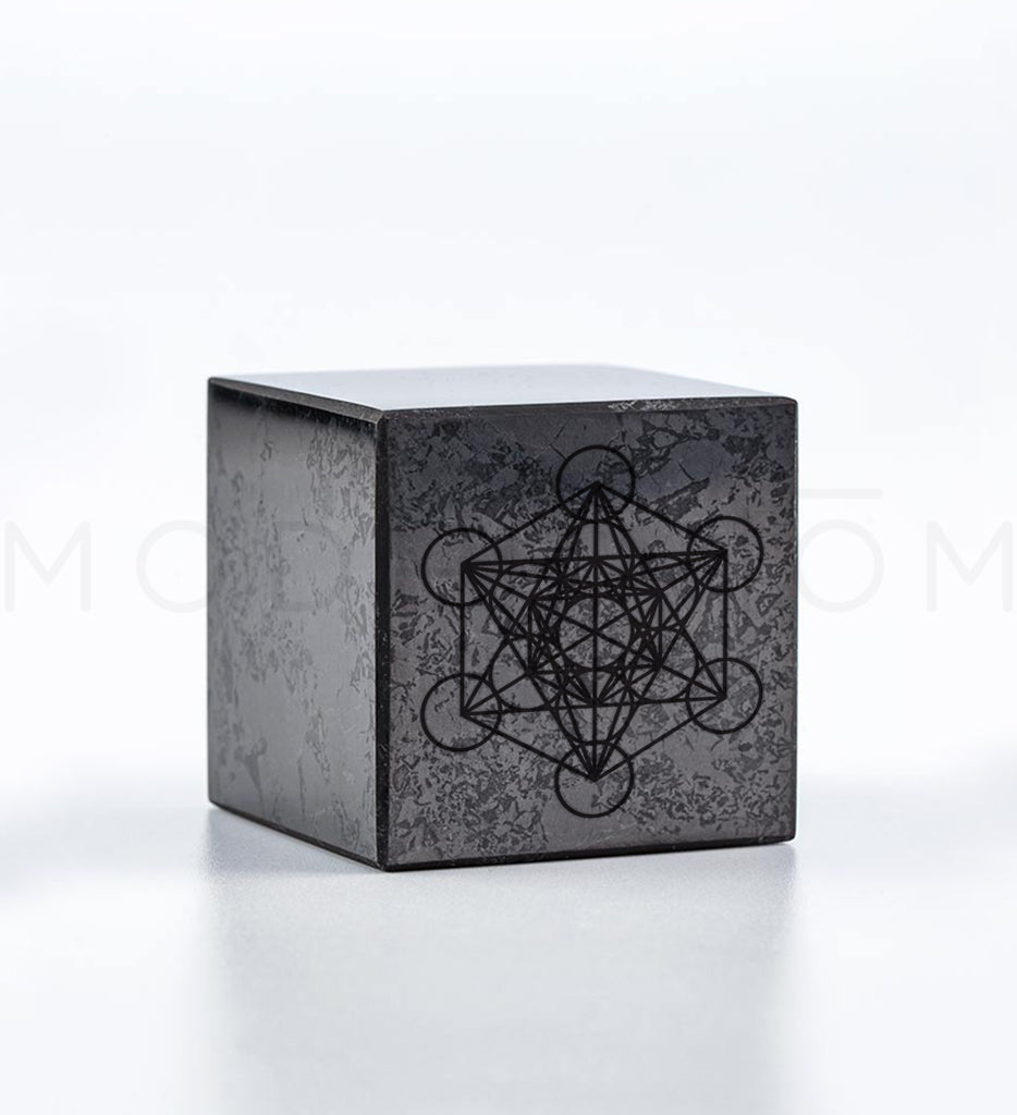Shungite Cube | Metatron's Cube | EMF Protection & Office Grounding