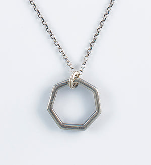 necklace, septagon, silver chain