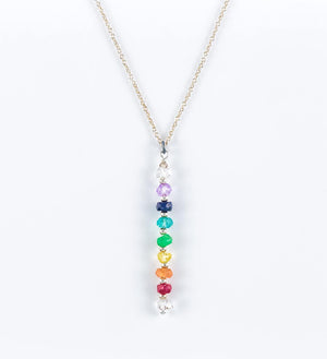 necklace, chakra stones, gemstones, silver chain