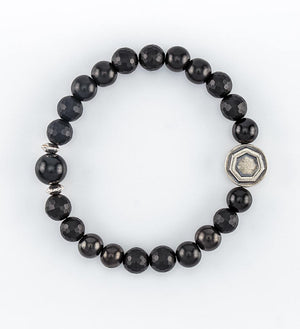 bracelet, shungite beads, onyx beads, silver