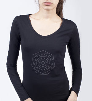 black flower long sleeve t-shirt