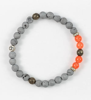 bracelet, grey agate, orange agate, pyrite