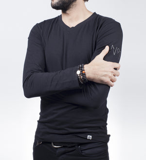 black vitality long sleeve v-neck